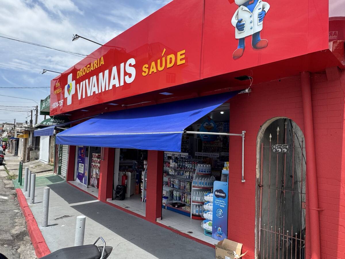 Fachada da Drogaria Viva Mais Saúde - Unidade Franco da Rocha, SP
